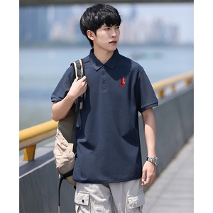 PP02红标小印花男女休闲大码团队服POLO衫T恤学生青少年夏短袖T图片