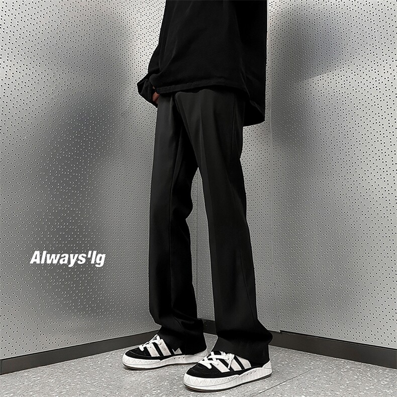 cleanfit微喇西裤男春秋季纯色百搭大码直筒裤青少年宽松休闲裤子，男装西裤，电商A022