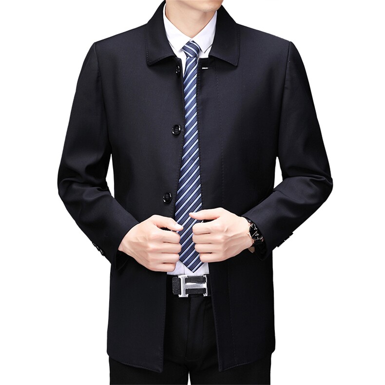 男士21新款夹克衫男翻领商务休闲中长款男装风衣外套SJJ8501-P170,男装风衣,电商B212（原钱塘6029）