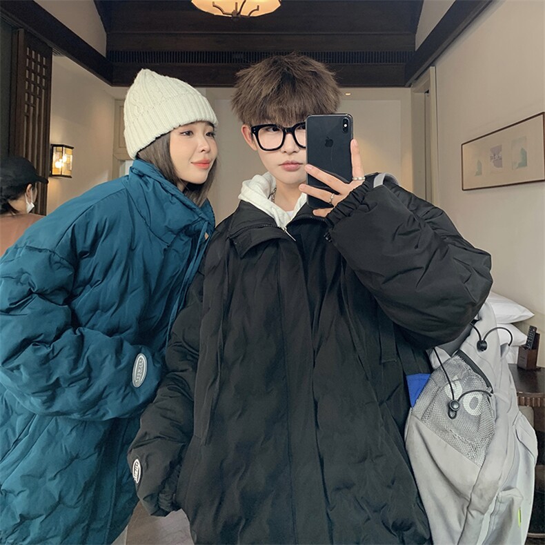 1情侣定制面料港风半高领棉服大码M-5XL棉服外套男8707P125控168，男装棉衣，星座226-2