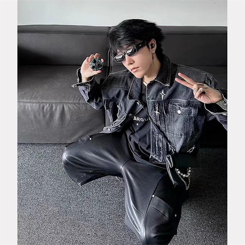 网图小众金属牛仔夹克水洗做旧美式复古短款外套A025-CJ6006-P78,男装夹克,电商A025