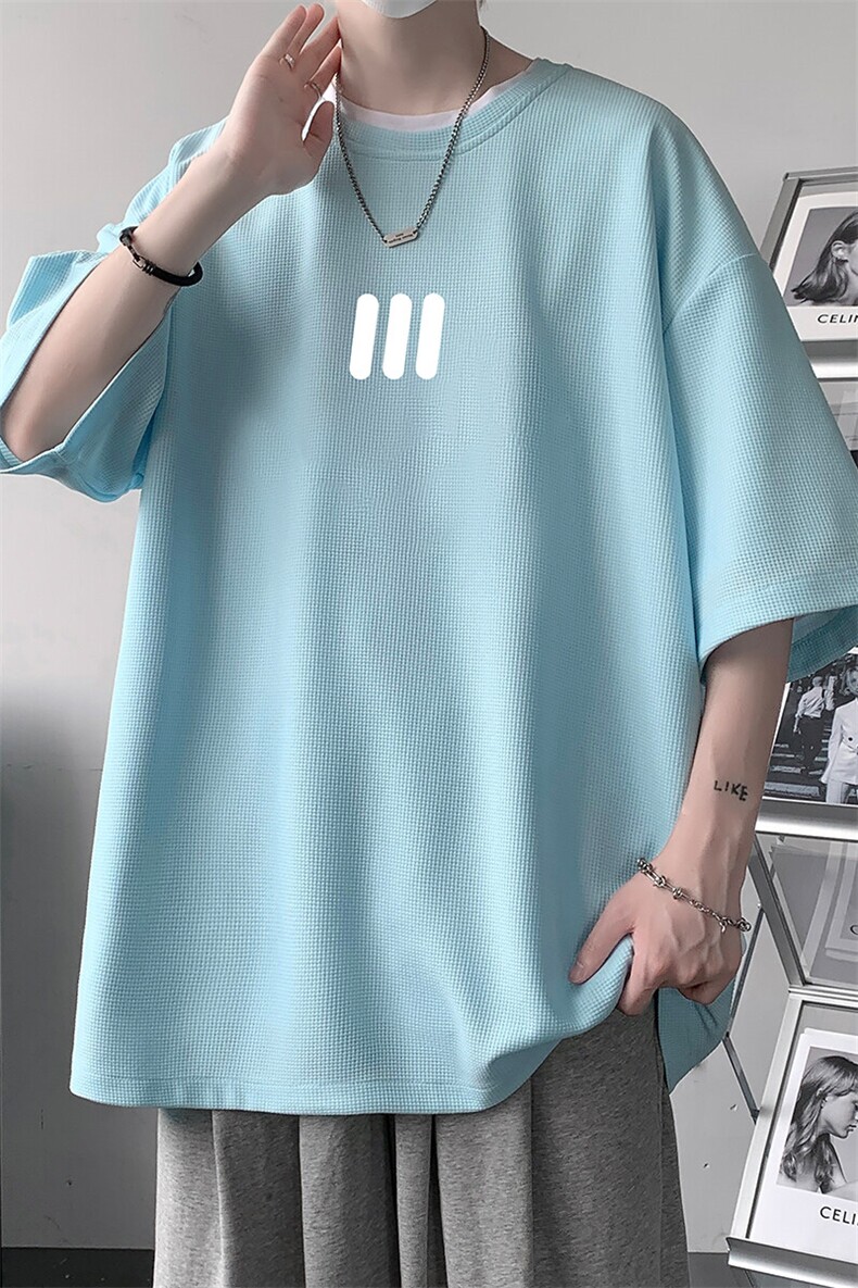 华夫格t恤男短袖男大码五分袖大皂风HT73436-P22,男装T恤,电商A040