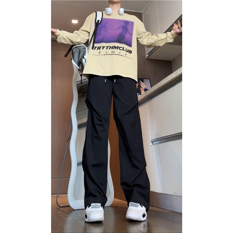 抖音品质冰丝透气垂感直筒宽松阔腿休闲裤B315-K24105-特P30控58,男装休闲裤,电商B315