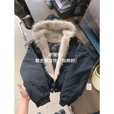 现货高品质美式高街冬季重磅硬挺短款座山雕毛领棉衣男女加厚外套，男装棉衣，电商A486-1