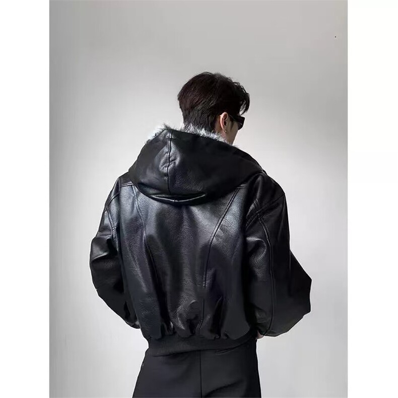 网图轻奢皮毛一体短款组座山雕外套男冬季外套休闲棉衣夹克,男装夹克,电商C307
