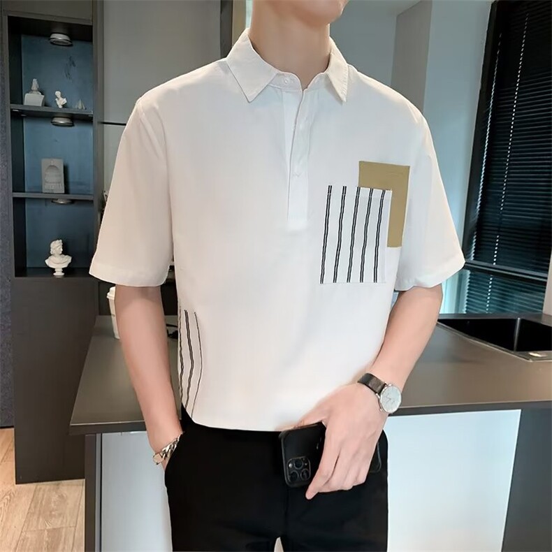 polo衫男生短袖t恤潮流半袖夏季翻领上衣潮牌青少年体恤T383-P36,男装T恤,星座1116A-2（原606A-1）