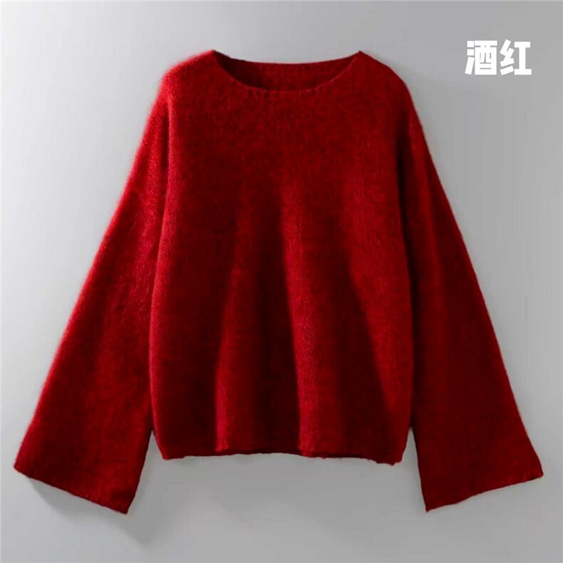 2025年秋季时尚百搭简约休闲泡泡袖宽松，女装羊绒衫，慕洵羊绒
