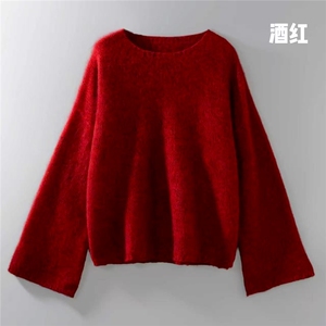 2025年秋季时尚百搭简约休闲泡泡袖宽松，女装羊绒衫，慕洵羊绒