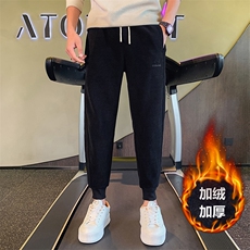 抖音网红直播同款秋冬加绒加厚欧绵绒裤子男修身束脚卫裤K24绒P68，男装休闲裤，电商D323（原B261）