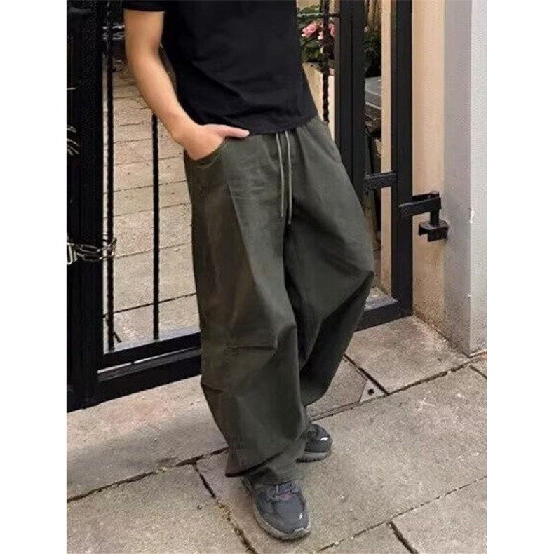 文艺潮流新款夏季复古痞帅风伞兵弯刀长裤纯棉ins百搭气质 KG110图片