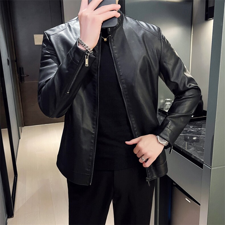 2024秋冬皮衣夹克修身立领PU皮衣外套男py5908-p88M-4XL,男装皮衣,电商D303
