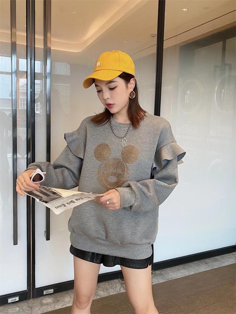 爱美欧现货烫钻花边卫衣，女装卫衣/绒衫，爱美欧