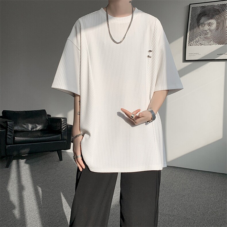 超大码金属标手工设计肌理感短袖T恤8XL-M垂感冰丝半袖DX1220/P38图片