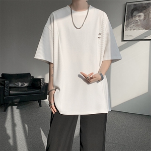 超大码金属标手工设计肌理感短袖T恤8XL-M垂感冰丝半袖DX1220/P38图片