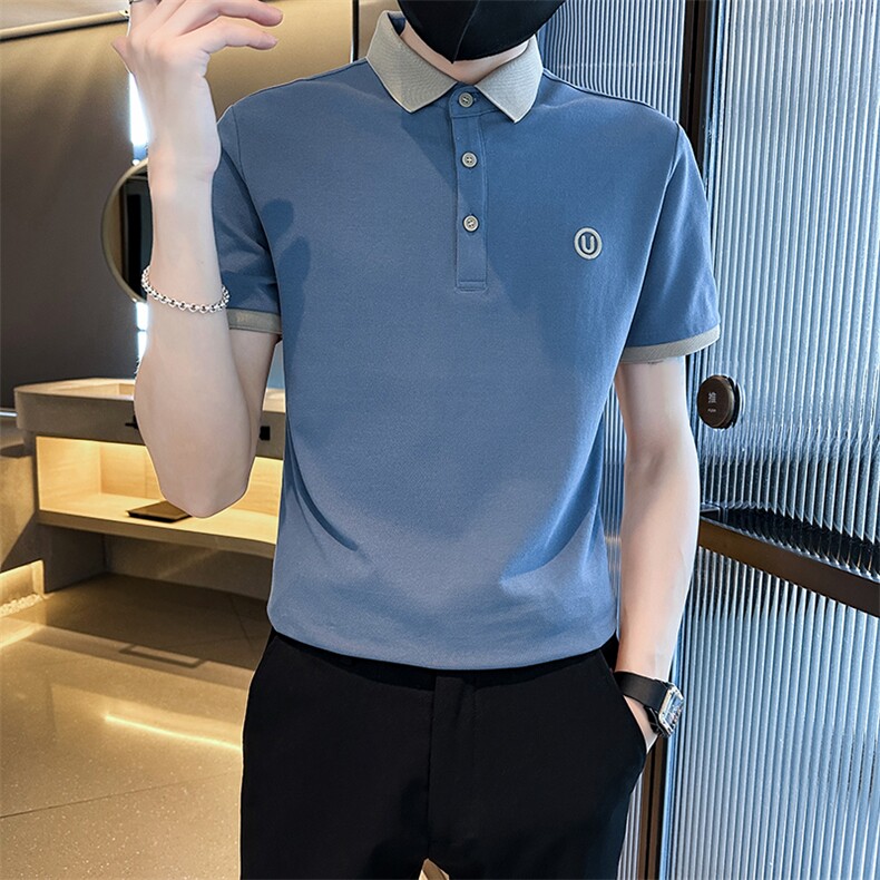 2024持续大码短袖T恤翻领U字刺绣Polo衫T066-特P40,男装T恤,电商D342