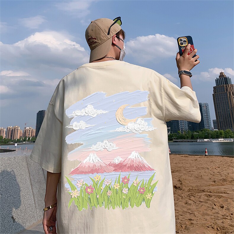 ！纯棉重磅220克 夏季男士印花短袖T恤QT707-T233-P25图片