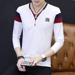 款8304秋装长袖t恤男士上衣服潮牌大码宽松印花青少年图片