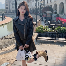 【现货】复古韩版显瘦机车服皮衣夹克9908款P145K198，女装皮衣，2C316