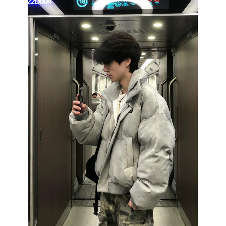 网图现货扎染棉服美式短款面包服男冬季高街廓形棉衣外套P108,男装棉衣,电商C306-1