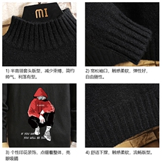 M18051-P45加绒款-P65半高领毛衣男士大码针织衫男毛线衣男线衫，男装针织衫/毛衣，电商A040A