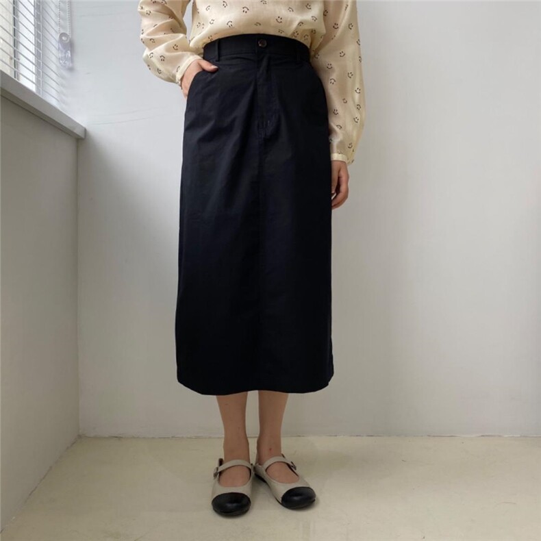 后腰松紧半裙，女装半身裙，土布鱼