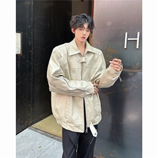 美式潮牌垫肩双拉链痞帅街头设计感立领皮衣夹克外套男JK080-P85，男装夹克，星座313A(原308A-2)