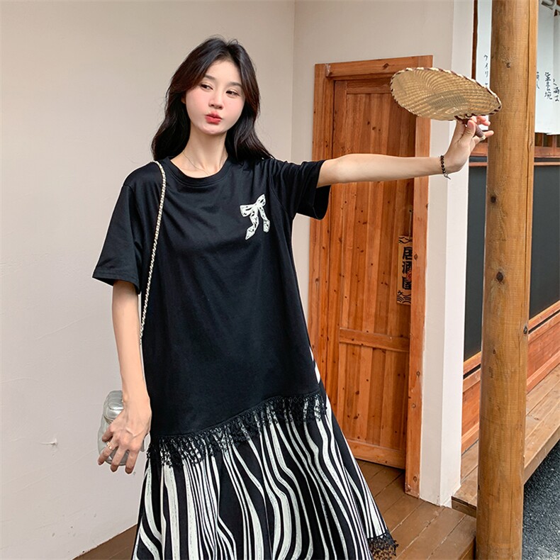 （现货）韩版宽松拼接荷叶边鱼尾T恤连衣裙88613-p115-k168,女装连衣裙,2C317A