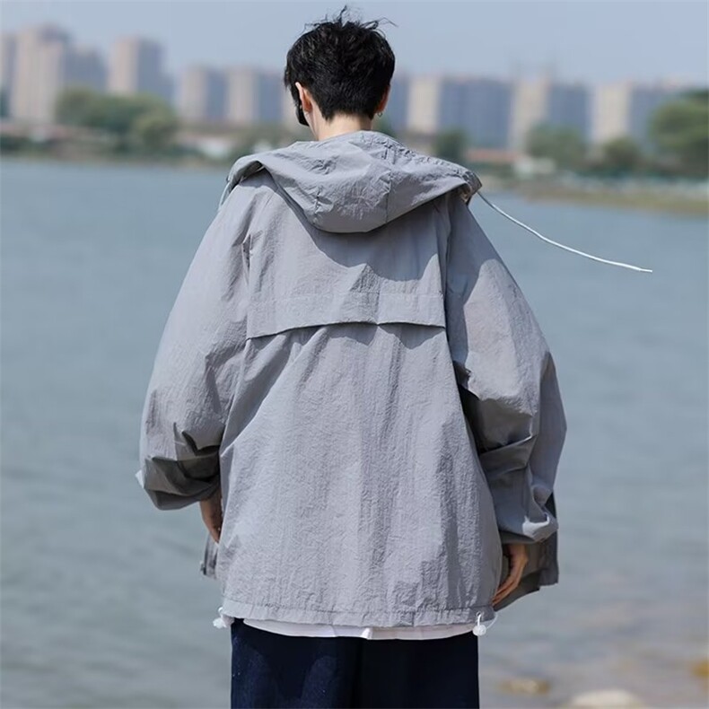 冰丝户外防晒衣男夏季薄款速干防晒冲锋衣连帽登山服外套F07-P38,男装夹克,星座308B-2