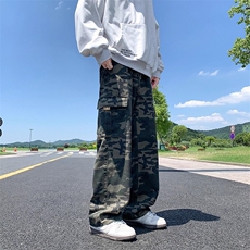 迷彩工装直筒牛仔裤男款美式潮流高街高级休闲宽松阔腿裤NZA253，男装牛仔裤，星座516A