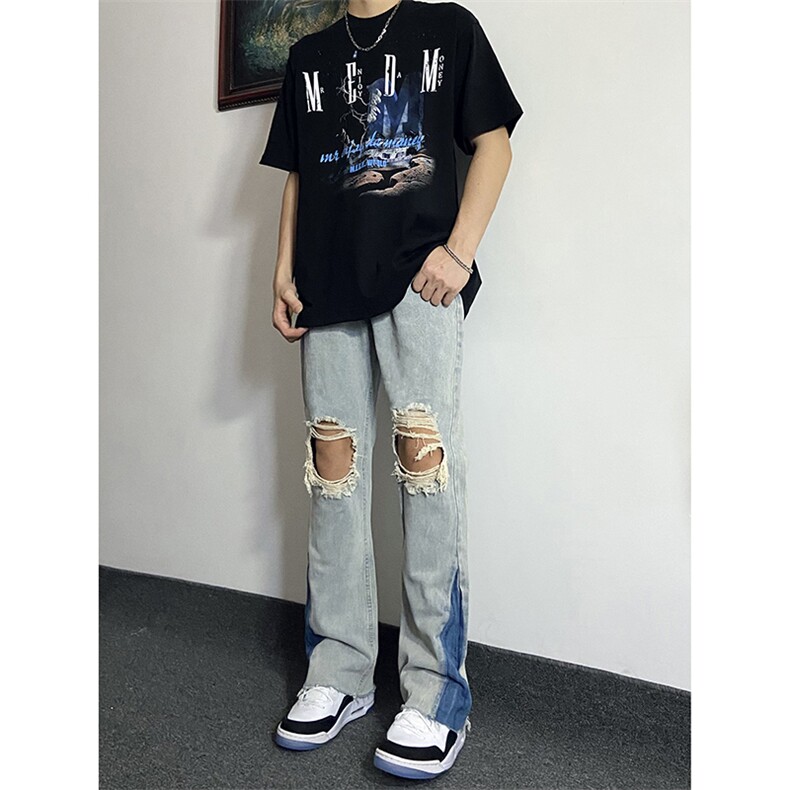 美式高街ins小众破洞牛仔裤货号K751P60,男装牛仔裤,电商A063