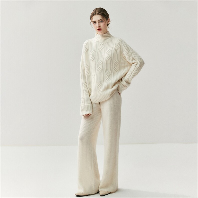 595克重工~提花山羊绒衫宽松慵懒大毛衣松弛感2025秋冬针织羊毛衫，女装羊绒衫，绒创羊绒