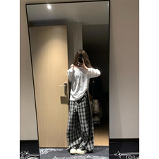 WE1542-P46美式抽绳双腰头阔腿百搭宽松直筒拖地裤，男装休闲裤，电商B323A
