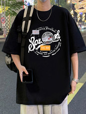 T806宽松短袖T恤男夏季2025新款半袖港风chic潮牌男生体恤衫，男装T恤，星座304A-1