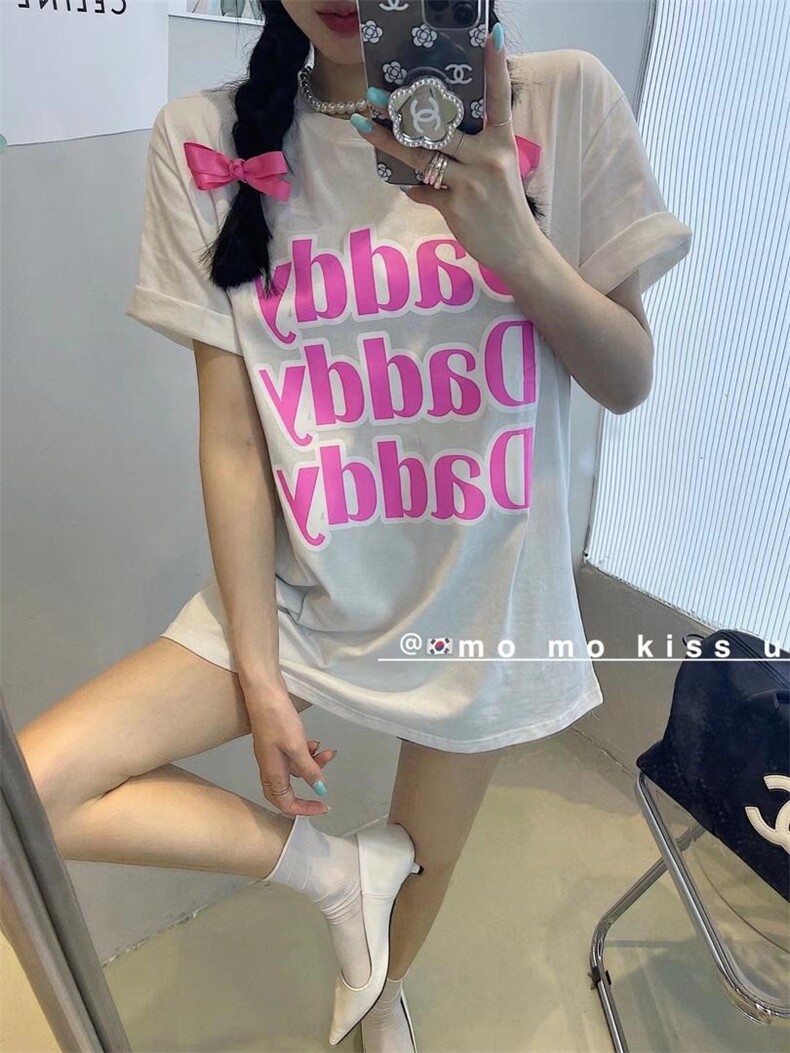 夏季新款亮色百搭T恤,女装T恤,mo mo kiss u
