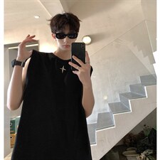 1美式港风四角星设计潮流背心大码M-5XL休闲背心男BX8764P25控39，男装背心/马甲，星座226-2