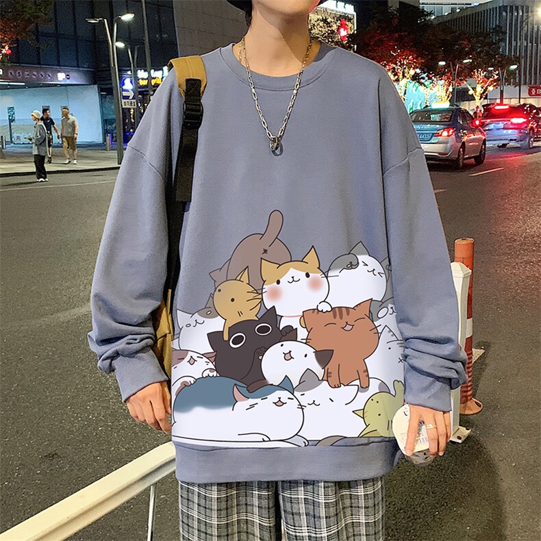 S6162-P28加绒款-P33秋季圆领卫衣男大码韩版宽松长袖外套,男装卫衣,电商A040