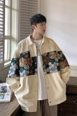 1港风休闲宽松刺绣外套男潮拼接翻领工装夹克男7568P85控118，男装夹克，星座226-2