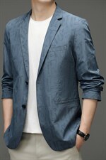 2023春季新款西装中年男士商务休闲西服春装纯色宽松印花外套男装图片
