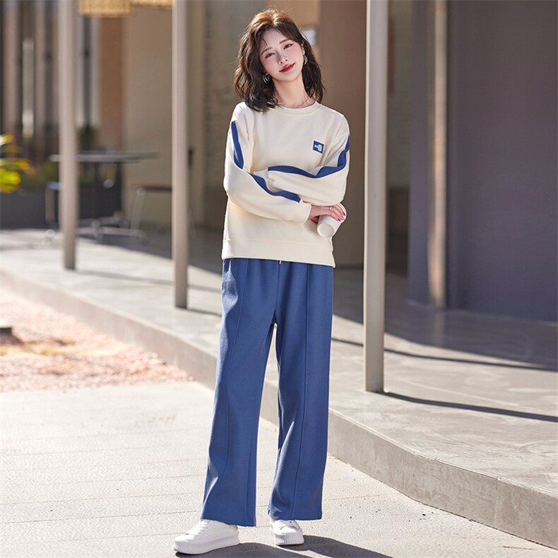 春季新款时尚撞色休闲套装显瘦百搭宽松两件套,女装套装/套裙,依恋蒂丝