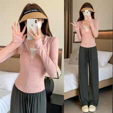 紧身收腰新款瑜伽冰丝防晒衣女夏防紫外线夏季修身户外运动防晒服,女装防晒衣,多米女装批发