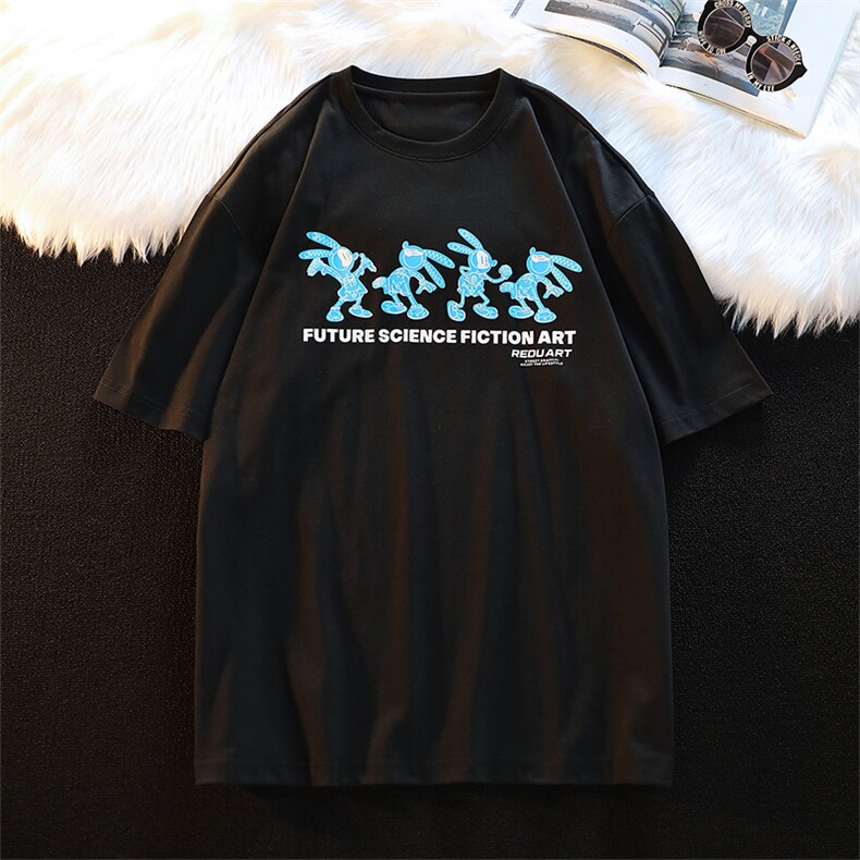 得物抖音40支双纱高品质半袖时尚印花纯短袖T恤男女T7229-P40,男装T恤,电商A441-1