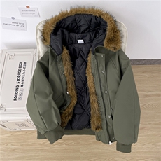 美式高级感连帽毛领cleanfit座山雕外套男冬夹克棉服潮TT220P92，男装夹克，星座1013-5