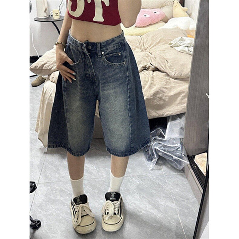 美式牛仔短裤男女夏季五分裤大码胖mm街头直筒宽松中裤LD2399-P45,男装牛仔裤,星座1008