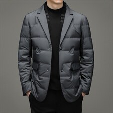 羽绒西服男中年男加厚外套爸爸装商务休闲冬装上衣YYYR088-P218图片