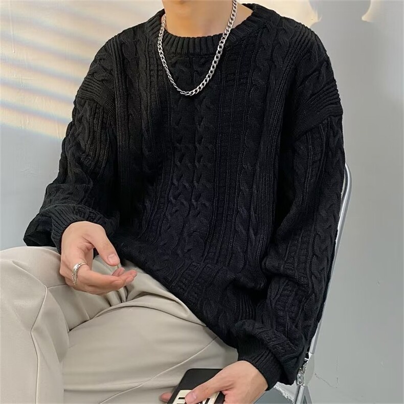圆领毛衣男港味2023秋季复古日系针织衫B037P43,男装针织衫/毛衣,星座1116-2