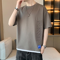 冰氧仿棉短袖店主风体恤夏季休闲百搭刺绣纯色男上衣TC3148-P24，男装T恤，星座717