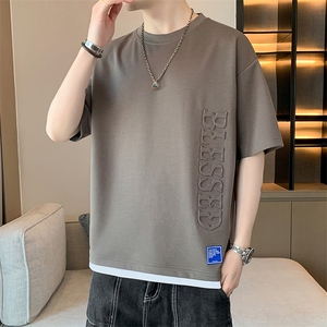 冰氧仿棉短袖店主风体恤夏季休闲百搭刺绣纯色男上衣TC3148-P24图片