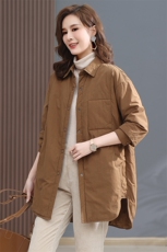 2023冬装新款中长款棉衣加棉单排扣风衣外套，女装棉衣/棉服，小林双子