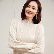2025百搭时尚重磅绞花女半高领羊绒衫，女装羊绒衫，雪真羊绒高端店