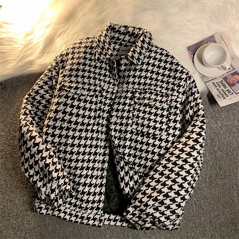 MY678-P80现货冬季棉衣休闲夹克千鸟格加棉棉服外套c图片